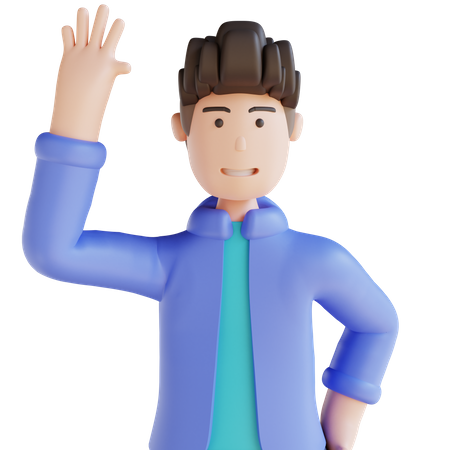 Boy waving hand 3D Illustration