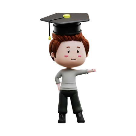 Boy wearing graduation hat 3D Illustration