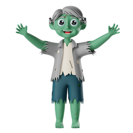 Boy Wearing Halloween Costume Frankenstein  3D Icon