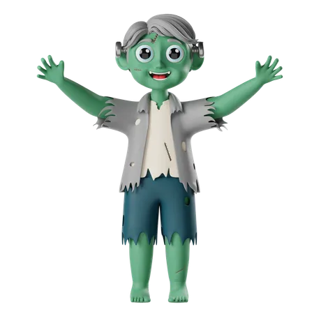 Boy Wearing Halloween Costume Frankenstein  3D Icon