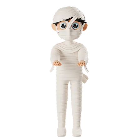 Boy Wearing Halloween Costume Mummy  3D Icon