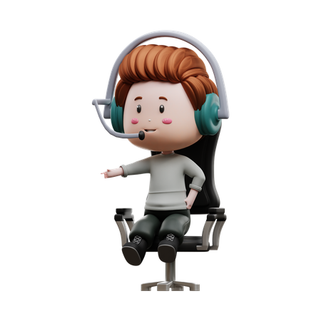 Boy wearing headset 3D Illustration