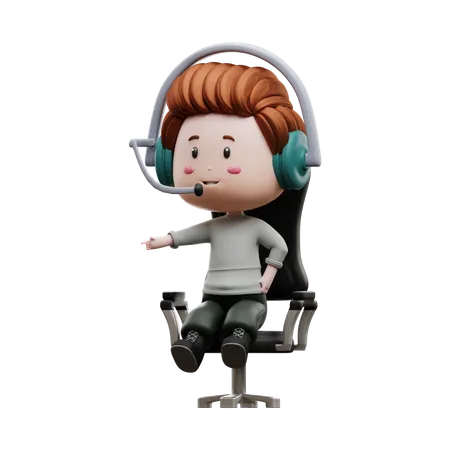 Boy wearing headset  3D Illustration