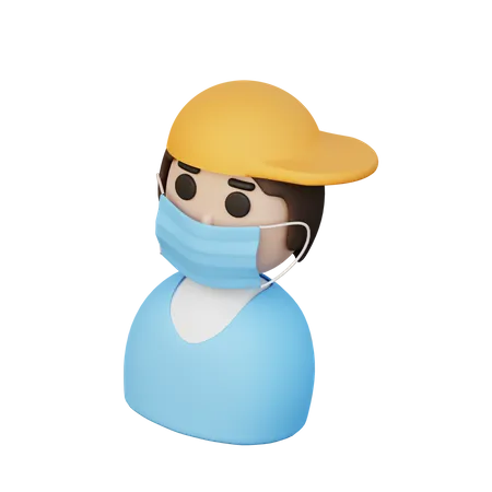 Boy Wearing Mask  3D Illustration