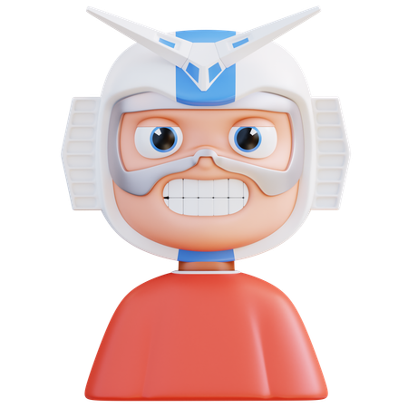 Boy Wearing Robot Mask  3D Icon