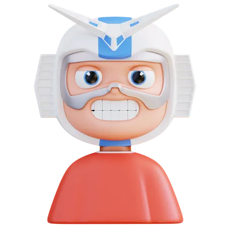 3 D Illustration Boy Wearing Robot Mask 3D Icon