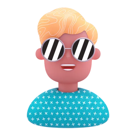 Boy Wearing Sunglasses  3D Illustration