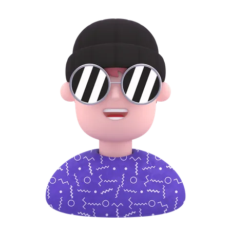 Boy Wearing Sunglasses  3D Illustration