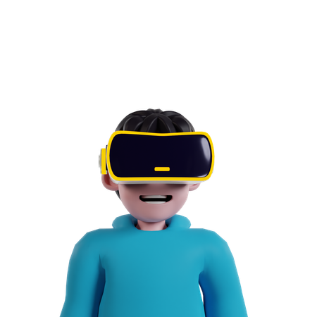Boy wearing VR headset  3D Illustration