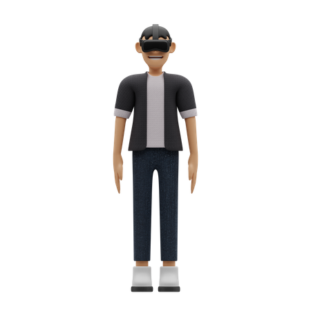 Boy wearing VR headset  3D Illustration