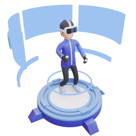 Boy wearing VR headset  3D Illustration