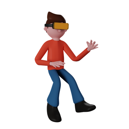 Boy Wearing Vr Headset  3D Illustration