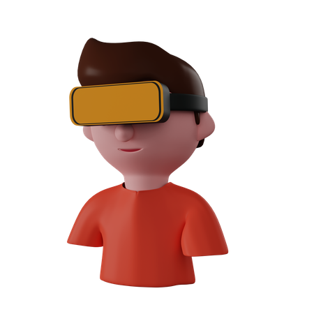 Boy Wearing Vr Headset  3D Illustration