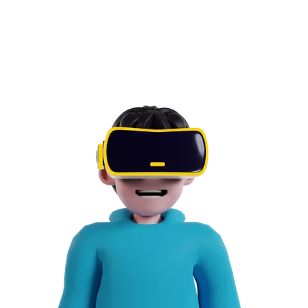 Boy wearing VR headset  3D Illustration