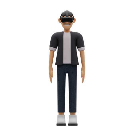 Boy wearing VR headset 3D Illustration