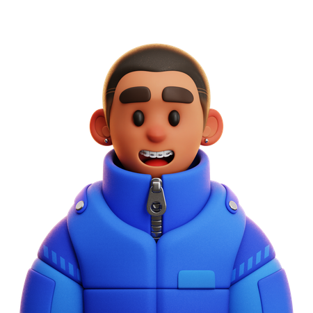 BOY WITH BIG JACKET  3D Icon