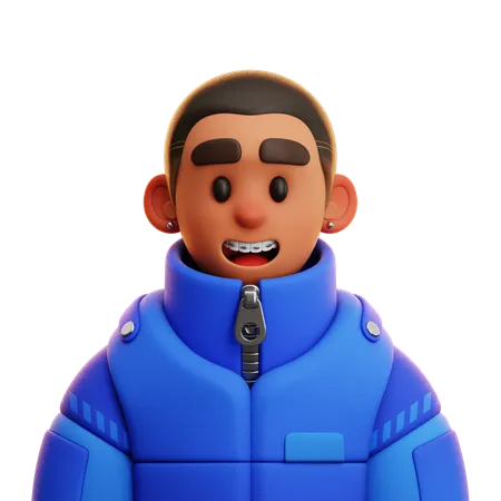 BOY WITH BIG JACKET  3D Icon