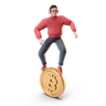 boy with bitcoin emoji 3d
