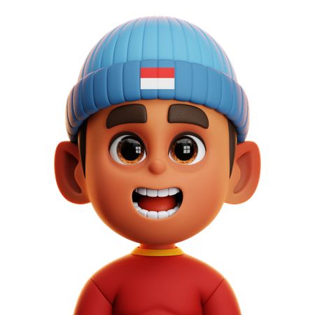 BOY WITH BLUE BEANIE  3D Icon