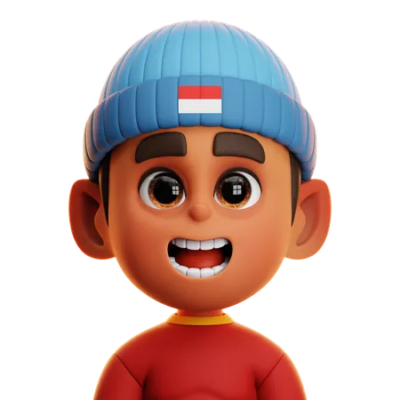 BOY WITH BLUE BEANIE  3D Icon