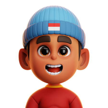 BOY WITH BLUE BEANIE  3D Icon