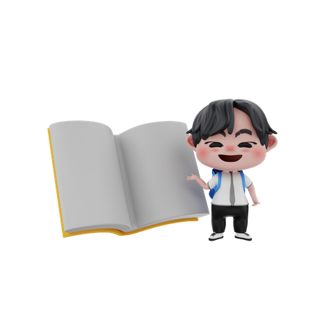 Boy with book  3D Illustration