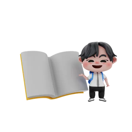 Boy with book  3D Illustration