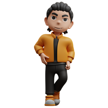 Boy With Both Hand In Pocket  3D Icon