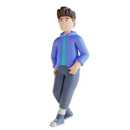 Boy with both hand in pocket  3D Illustration