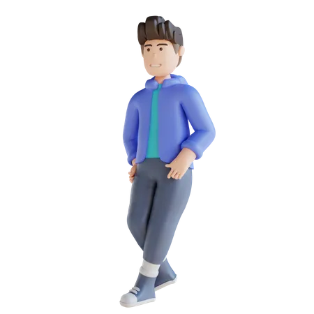 Boy with both hand in pocket  3D Illustration