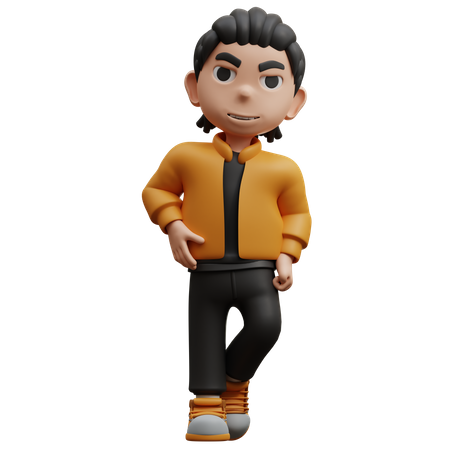 Boy With Both Hand In Pocket  3D Illustration