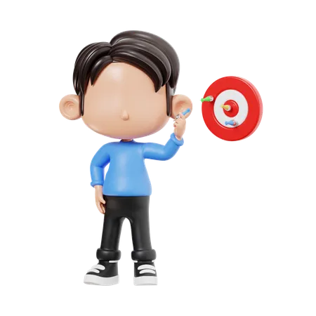 Boy With Business Target  3D Illustration