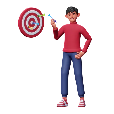 Boy with Business Target  3D Illustration