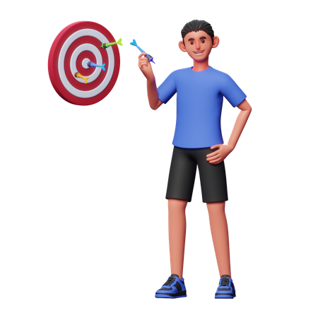 Boy With Business Target  3D Illustration