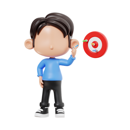 Boy With Business Target  3D Illustration