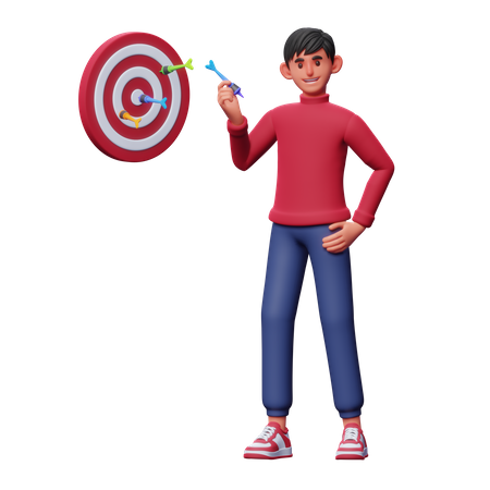 Boy with Business Target 3D Illustration