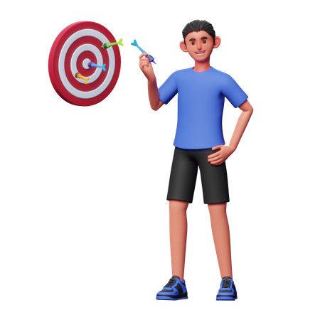 Boy With Business Target 3D Illustration