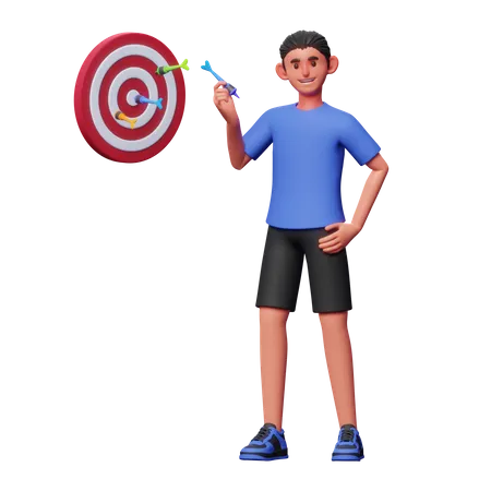 Boy With Business Target 3D Illustration