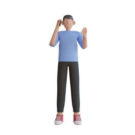 Boy With Calling Pose  3D Illustration