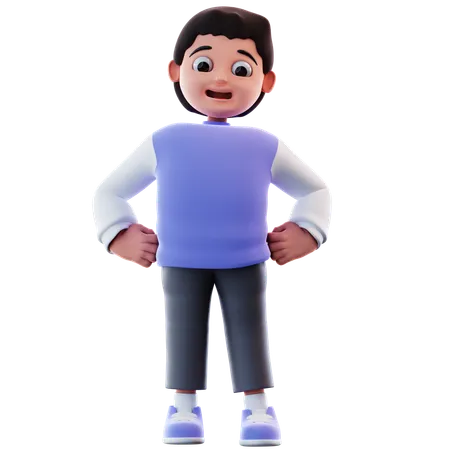 Boy With Confidence  3D Illustration