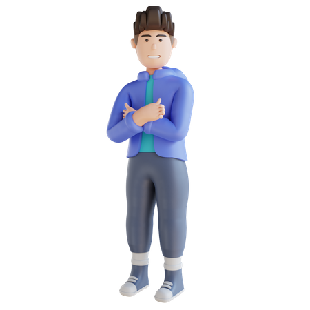 Boy with crossed arms 3D Illustration