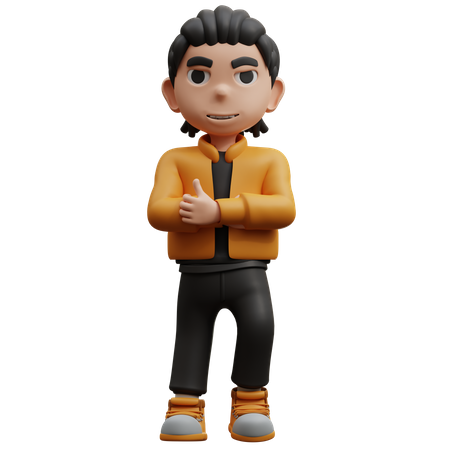 Boy With Crossed Arms  3D Illustration