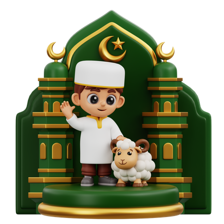 Boy With Decoration  3D Illustration