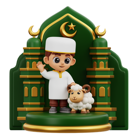 Boy With Decoration  3D Illustration