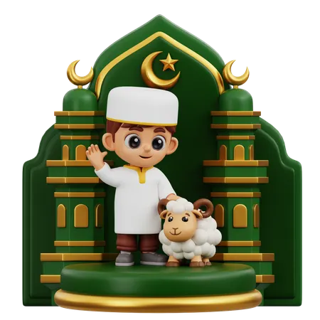 Boy With Decoration  3D Illustration