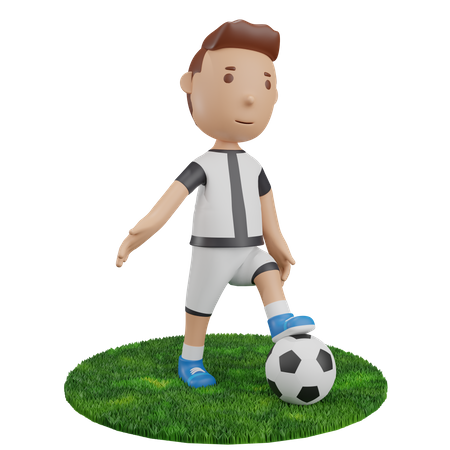 Boy with football  3D Icon