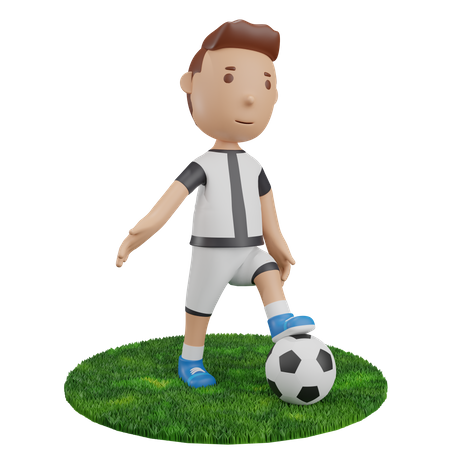 Boy with football  3D Illustration