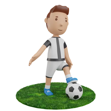 Boy with football  3D Illustration