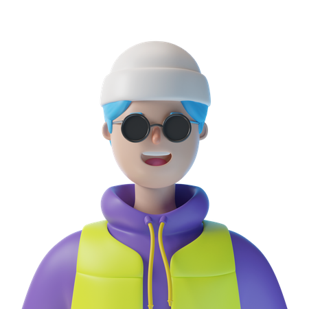 Boy With Goggles  3D Illustration