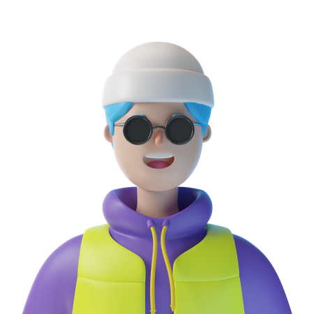 Boy With Goggles 3D Illustration